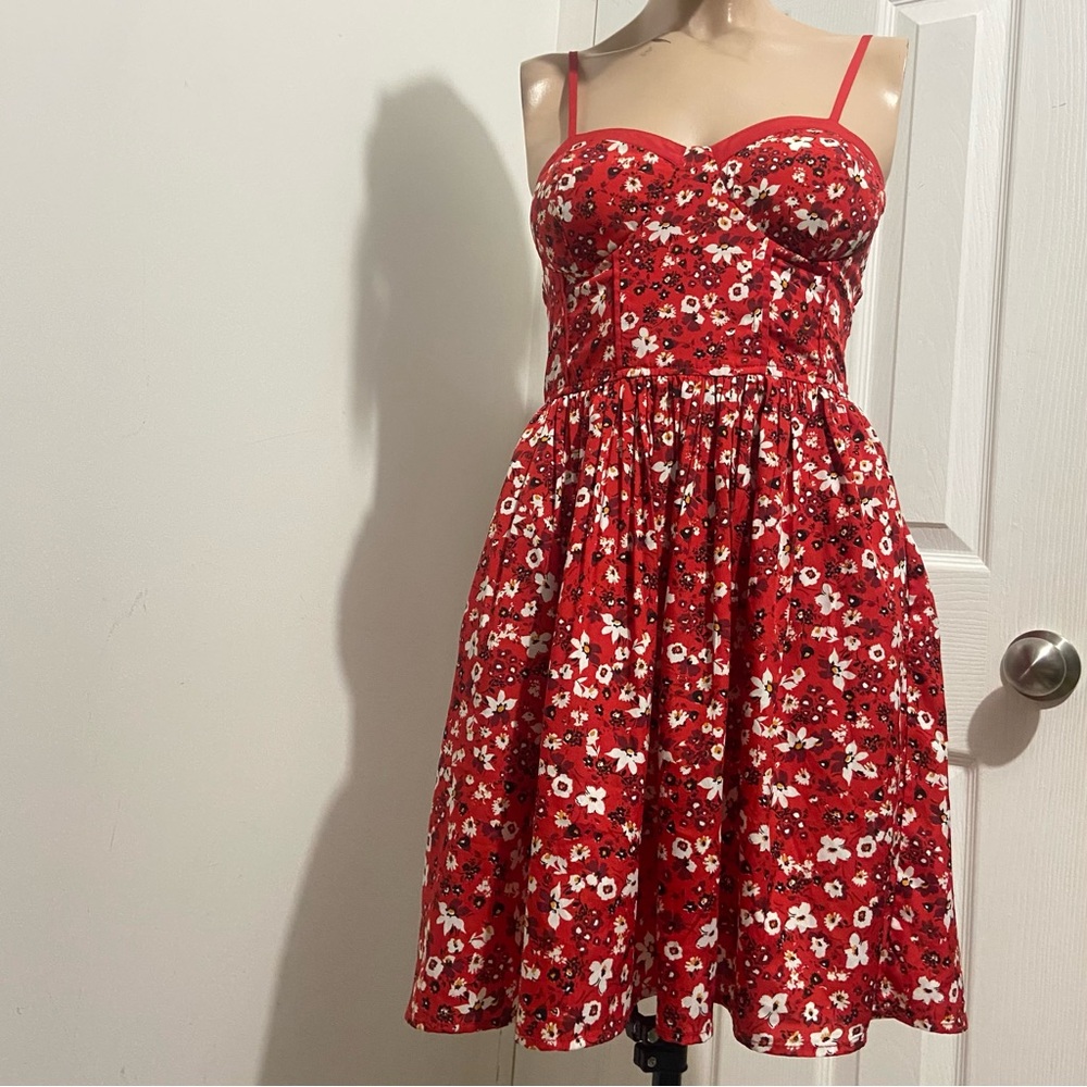 Bog Collective Women Floral Red Dress.